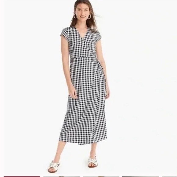 J. Crew Dresses & Skirts - J Crew | Black & White Gingham Wrap Dress